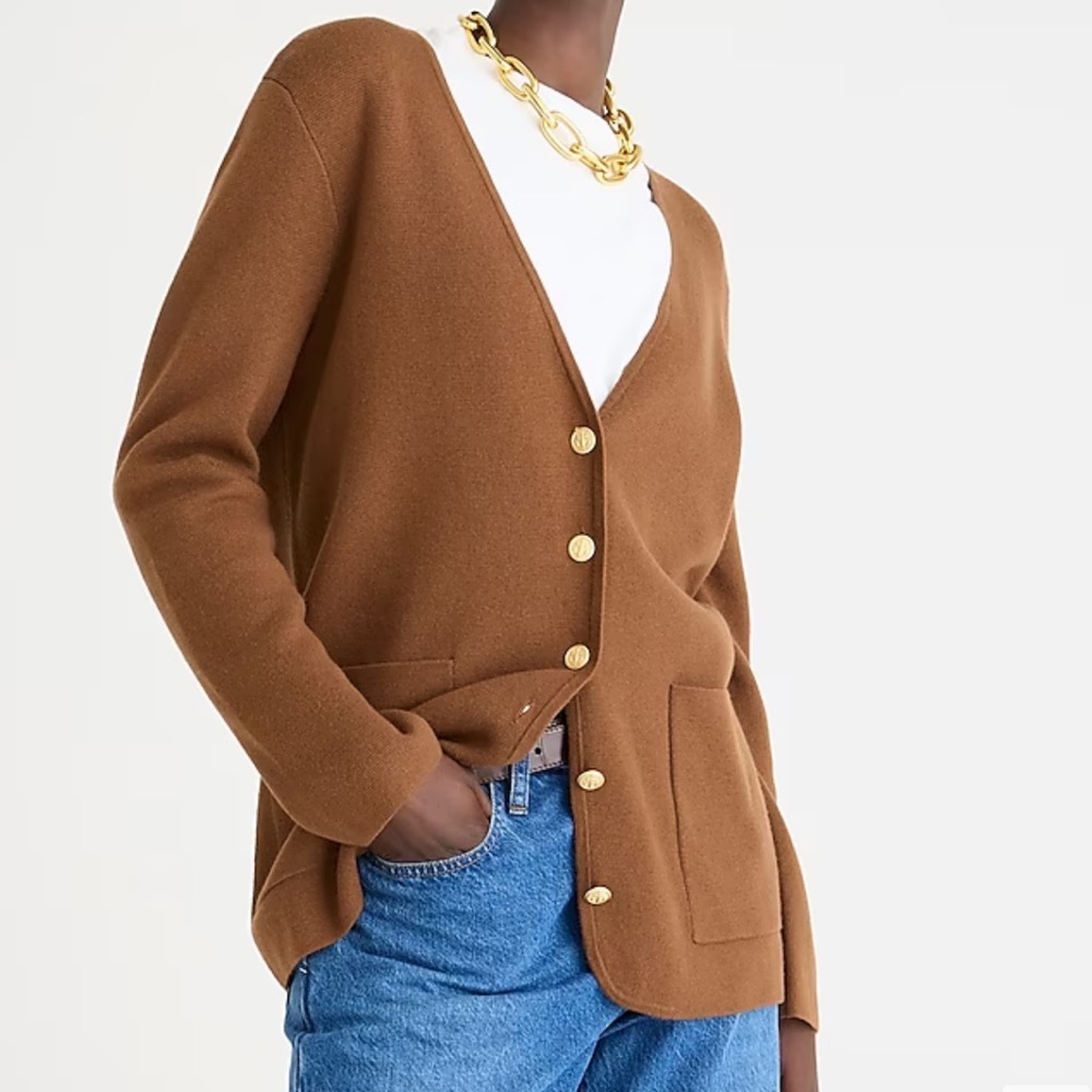J. Crew Brown V-Neck Button Cardigan